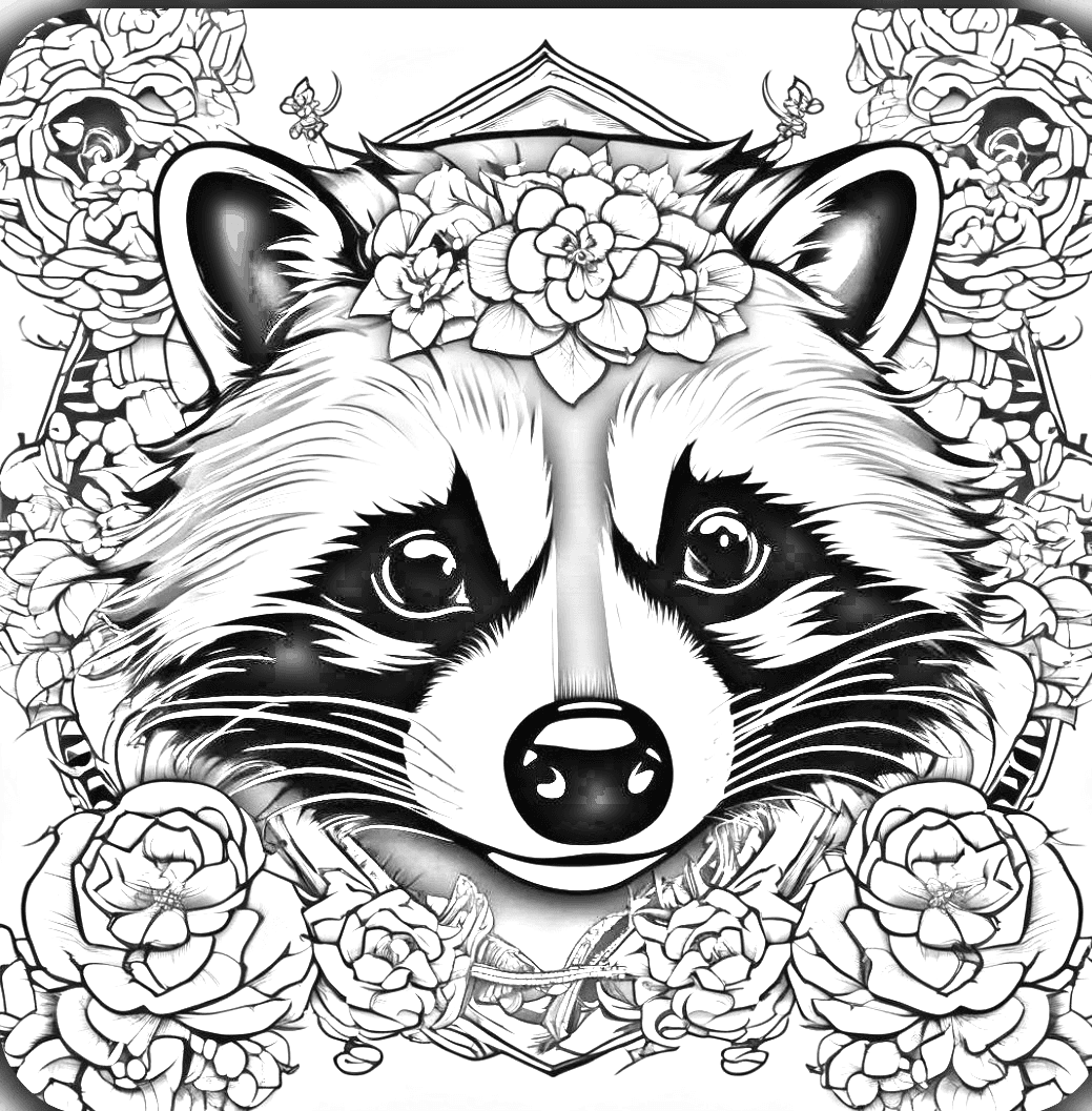 Raccoon & Roses